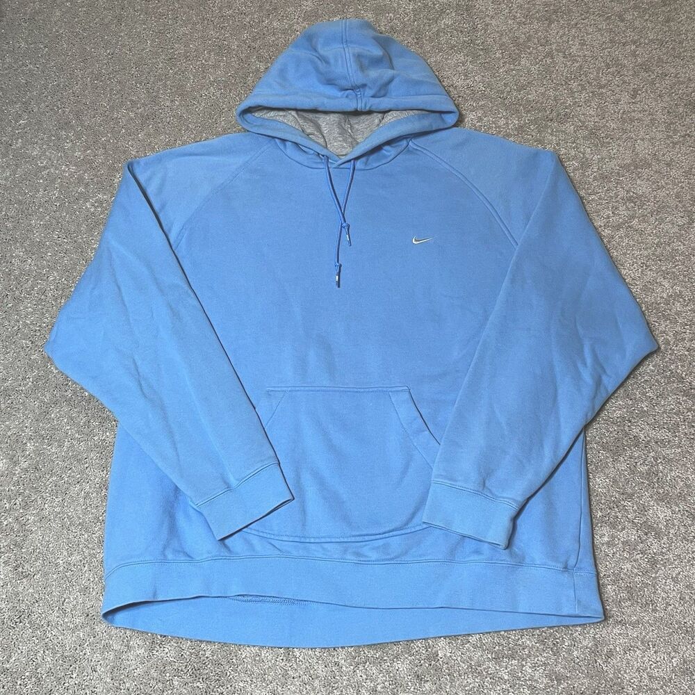 Vintage Y2K Nike Swoosh Hoodie Sweatshirt Sky Baby Light Blue Men’s Size XXL
